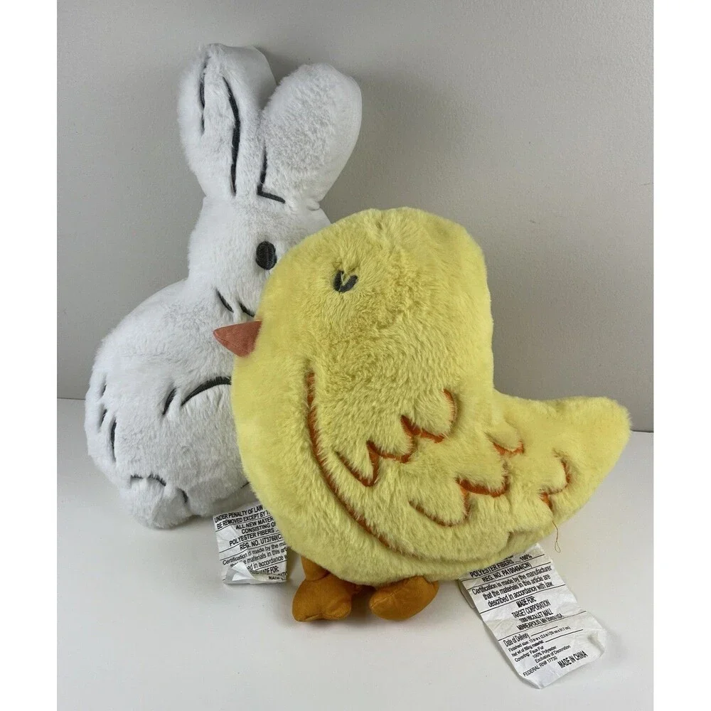 Set Of 2 Target Spiritz Easter Shaped Throw Pillows Chicken & Bunny Spring Decor